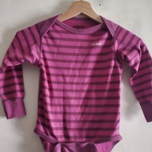 Patagonia Purple Striped capilene Midweight Baby  Onesie.